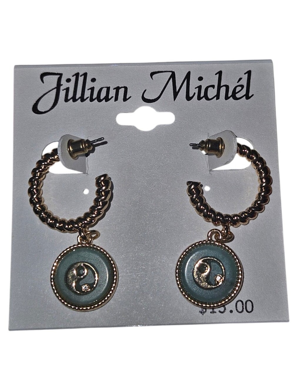 NWT Jillian Michél Ying Yang Bubble Dangle Pendant Gold Earrings